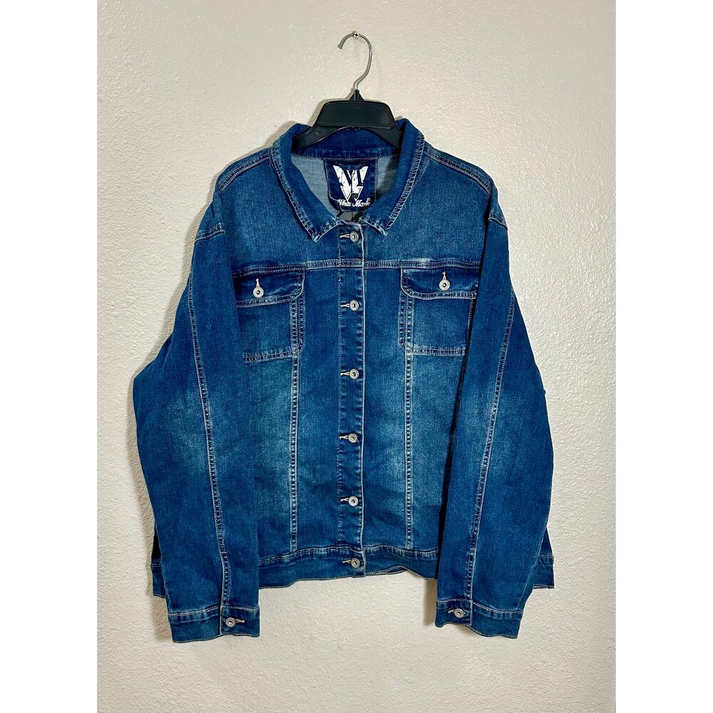 White Mark Women’s Premium Denim Jacket Blue Button Front Trucker Style Size 3XL - Picture 6 of 8